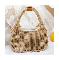 Women's The Straw-Trinity Hand Bag - Khaki Brown