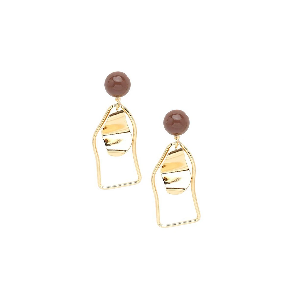 Sohi Women's Silver Ripple Drop Earrings