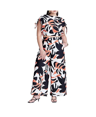 Eloquii Women's Wide Leg Printed Pant