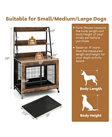 Industrial Dog Kennel Dog Crate Furniture with Storage Shelves