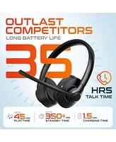Delton 60X Wireless Headset with Noise Cancelling Microphone for Work, Bluetooth Headset for Calls with Usb Dongle, Specially Designed for Ms Team, Me
