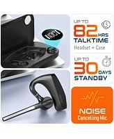 Delton Wireless Headset, Bluetooth Earpiece with Noise Canceling Microphone, Battery Display Charging Case Usb Dongle for Pc/Laptop/Mac/Phones, Compat