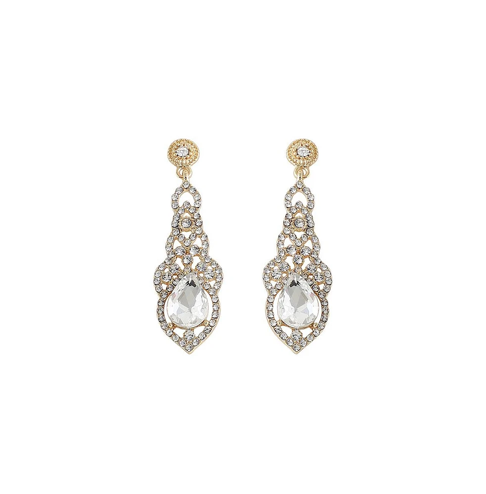 Sohi Women's Green Dazzling Drop Earrings