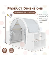 Slickblue Kids Play Tent with Curtain Shades and 8 Cubbies