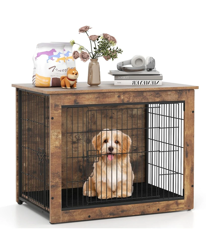 Ecooso Dog Crate Furniture with Cushion and Double Doors for Small/Medium Dogs