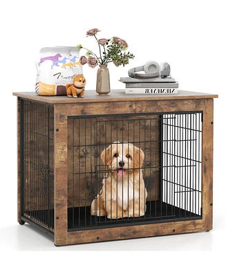 Ecooso Dog Crate Furniture with Cushion and Double Doors for Small/Medium Dogs