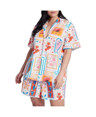 Eloquii Plus Relaxed Short Sleeve Button Down