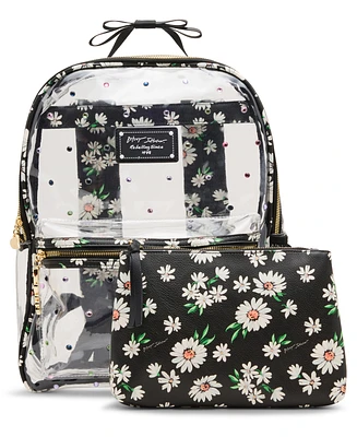 Betsey Johnson Wild Child Clear Large Backpack with Pouch