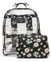 Betsey Johnson Wild Child Clear Large Backpack with Pouch