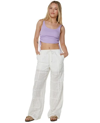 Roxy Juniors' Precious Patchwork Cotton Eyelet Pants