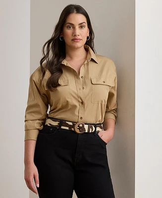 Lauren Ralph Plus Relaxed-Fit Featherweight Cotton Shirt