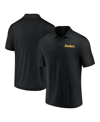 Fanatics Men's Black Pittsburgh Steelers Push Back Polo Shirt