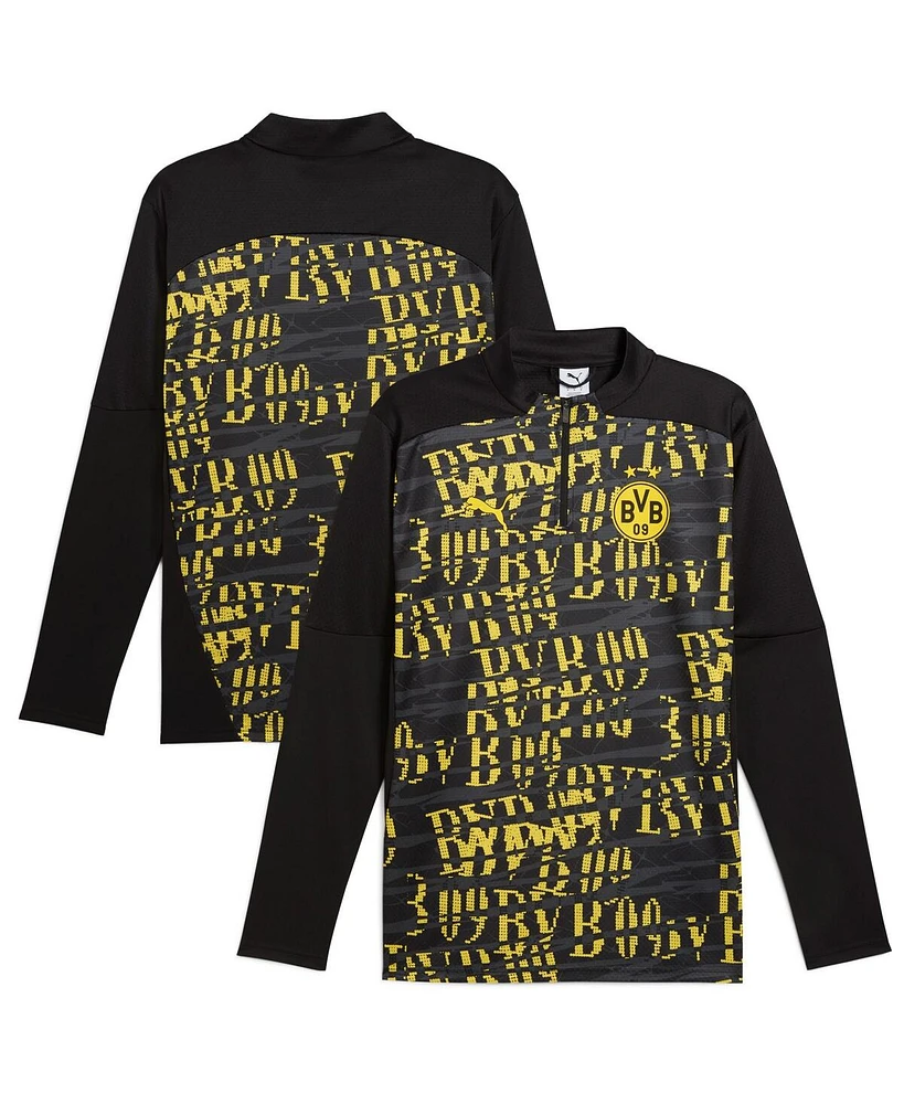 Puma Men's Black Borussia Dortmund 2024/25 Pre-Match Quarter-Zip Sweatshirt