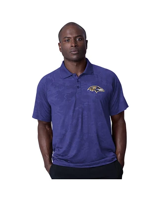 Msx by Michael Strahan Men's Purple Baltimore Ravens Baseline Raglan Polo Shirt