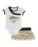 Outerstuff Baby Boys and Girls 2-Pieces Pittsburgh Steelers Love My Team Bodysuit and Skirt Set