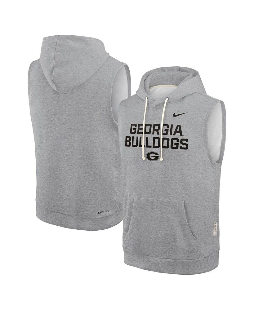 Nike Men's Heather Gray Georgia Bulldogs 2025 Sideline Performance Sleeveless Pullover Hoodie