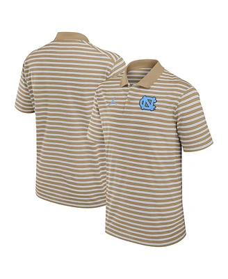 Jordan Men's Tan/White North Carolina Tar Heels Primetime Victory Striped Polo Shirt
