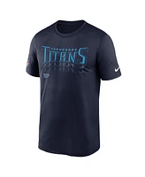 Nike Men's Navy Tennessee Titans Wordmark Block Sideline Legend Performance T-Shirt