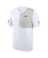 Nike Men's White New York Jets Sideline Uv Performance Coach Shirt
