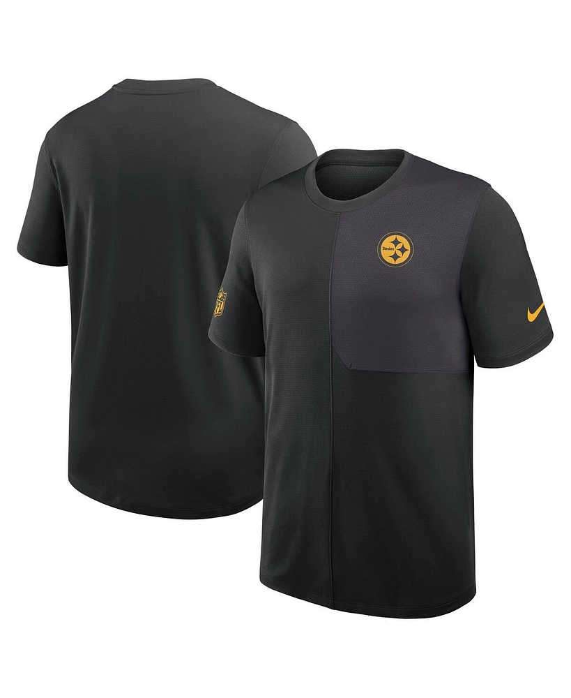 Nike Men's Black Pittsburgh Steelers Sideline Uv Performance Coach Shirt