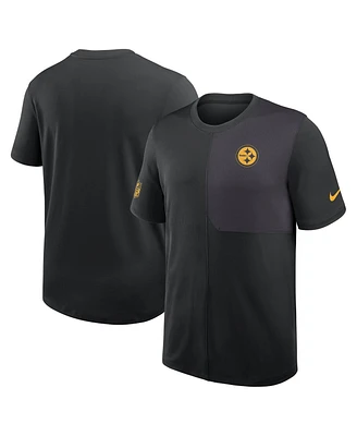 Nike Men's Black Pittsburgh Steelers Sideline Uv Performance Coach Shirt