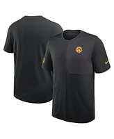 Nike Men's Black Pittsburgh Steelers Sideline Uv Performance Coach Shirt