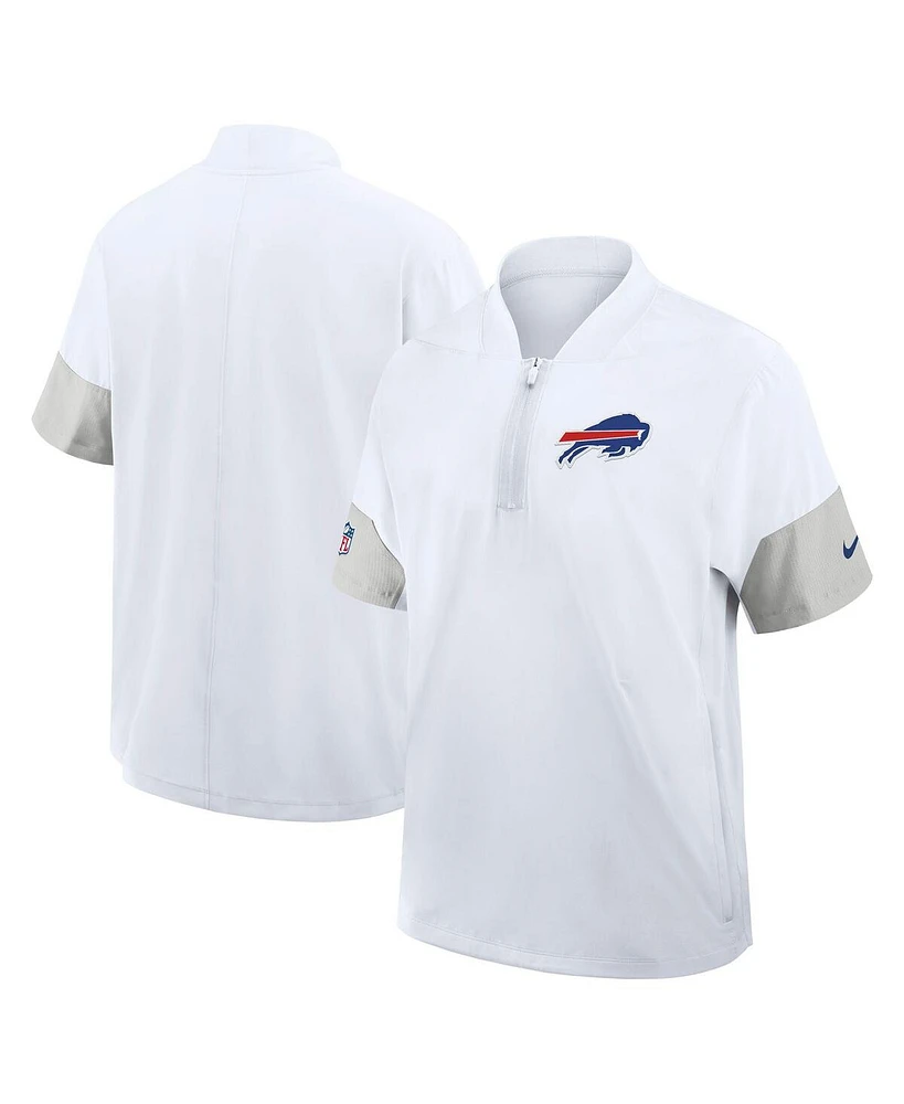 Nike Men's White Buffalo Bills Sideline Short Sleeve Quarter-Zip Performance Coach Jacket