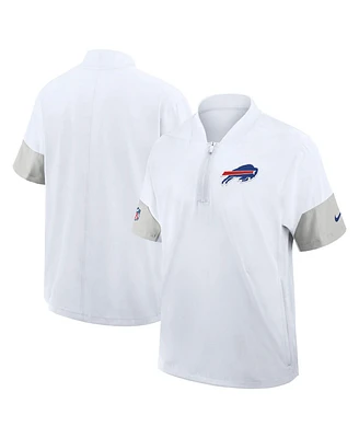 Nike Men's White Buffalo Bills Sideline Short Sleeve Quarter-Zip Performance Coach Jacket