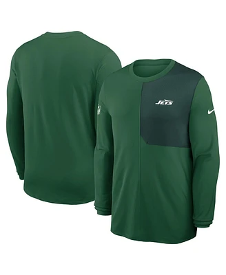 Nike Men's Green New York Jets Sideline Coach Uv Performance Long Sleeve T-Shirt