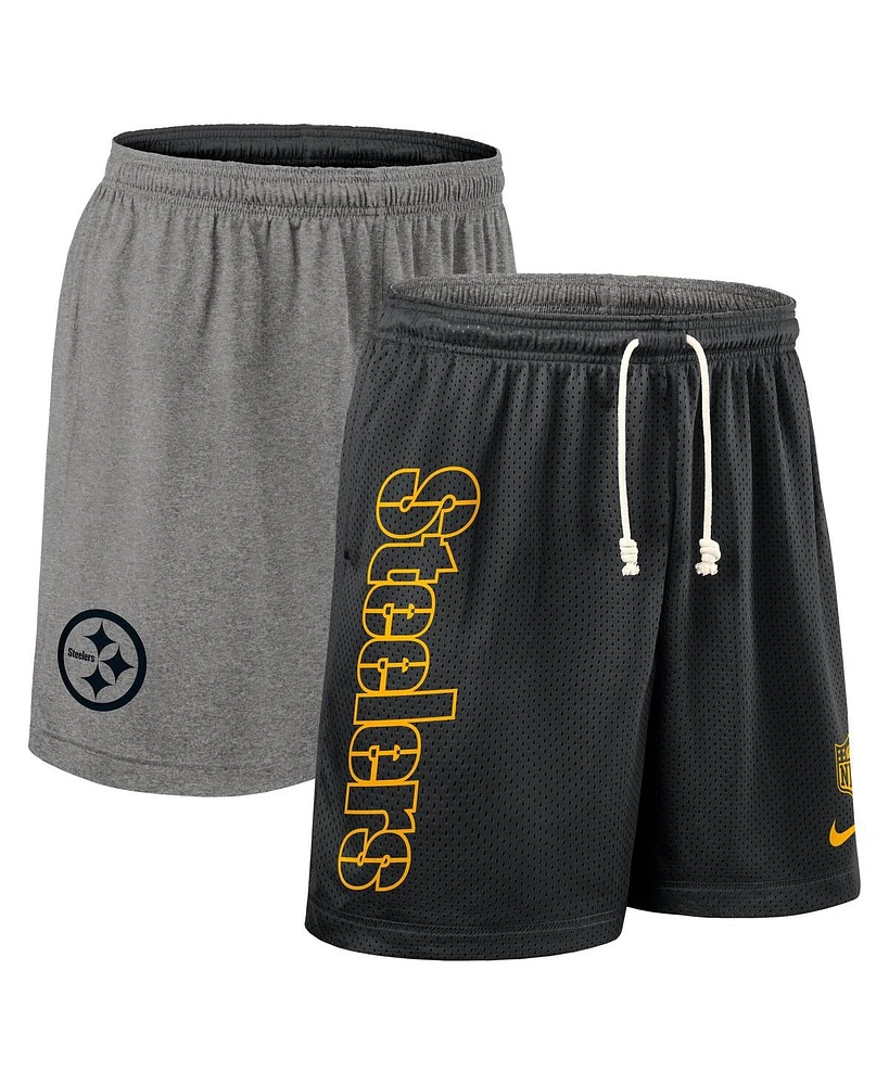 Nike Men's Black Pittsburgh Steelers Sideline Reversible Performance Shorts