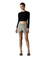 blue revival Women's High-Waisted Cargo Denim Shorts