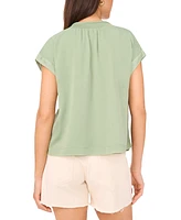 Vince Camuto Women's Smocked-Neck Cap-Sleeve Peasant Blouse