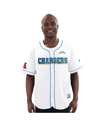 Starter Men's White Los Angeles Chargers Relay Full-Button Baseball Jersey