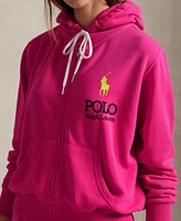 Polo Ralph Lauren Women's Big Pony Lightweight Fleece Zip Hoodie Sweatshirt