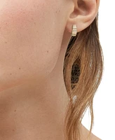 Polished Ribbed C-Design Small Hoop Earrings in 14K Gold, 59"