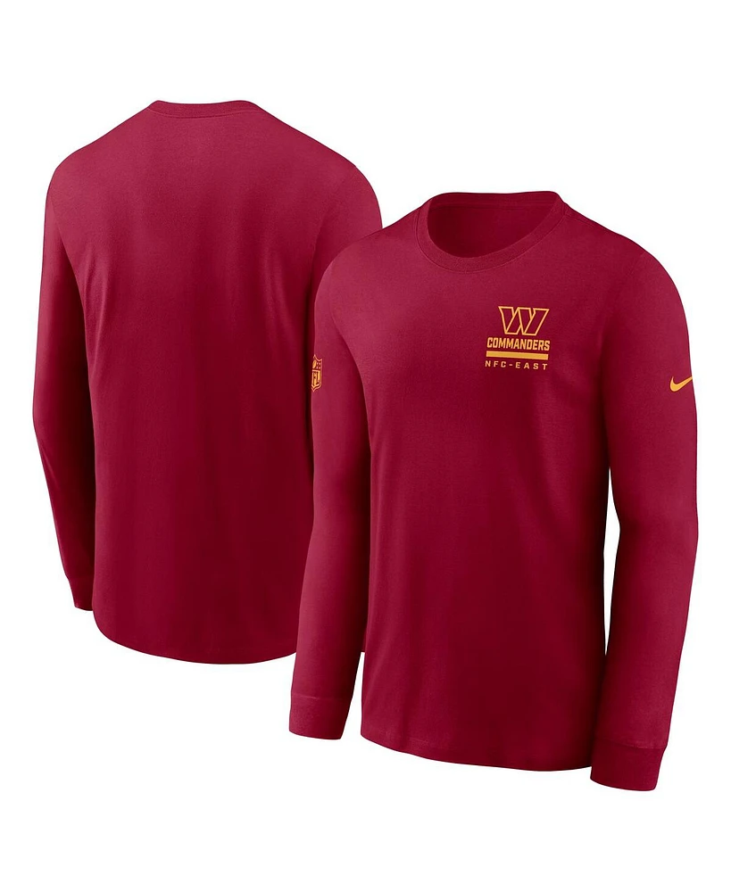 Nike Men's Burgundy Washington Commanders Sideline Performance Long Sleeve T-Shirt