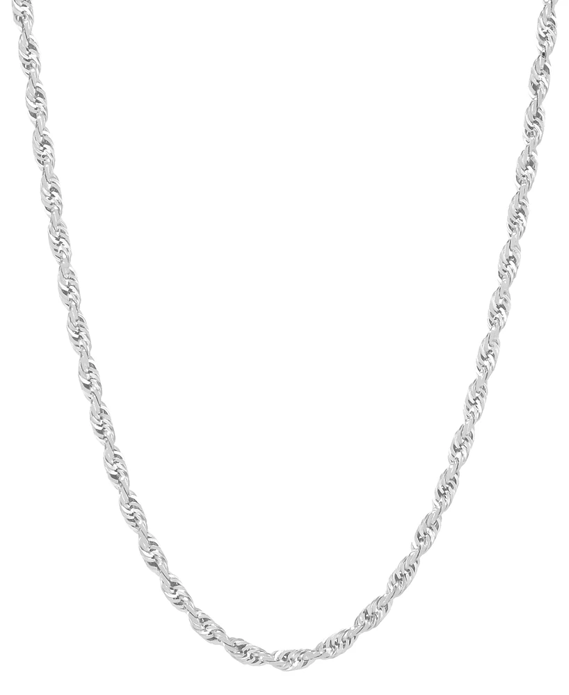 Italian Gold Rope Chain 18" Collar Necklace in 14k White Gold