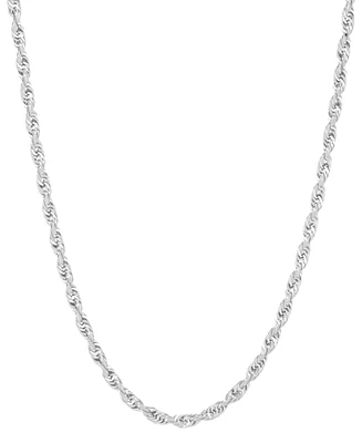 Italian Gold Rope Chain 18" Collar Necklace in 14k White Gold