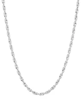Italian Gold Rope Chain 18" Collar Necklace in 14k White Gold