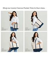 Lands' End Natural 5 Pocket Zip Top Canvas Tote Bag