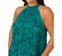 Aidan by Adrianna Papell Plus Embroidered Short Halter Dress