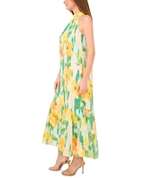 Msk Women's Printed Sleeveless Halter Neck Maxi Dress