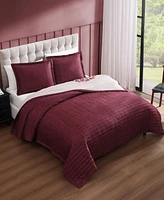 Bebejan Rosewood Harmony 100% Cotton Sateen 3 Piece Reversible Queen Size Quilted Coverlet Set