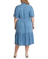 Nydj Plus Kate Elbow Ruffle Sleeve Dress
