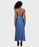 Alex & Sophia Juniors' Satin Halter Tie-Back Dress