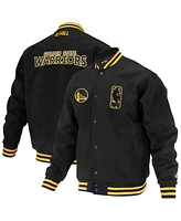 Fisll Men's and Women's Black Golden State Warriors Logoman Shadow Collection Full-Snap Varsity Jacket