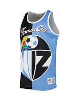 Mitchell & Ness Men's Black/Sky Blue Sporting Kansas City Sublimated Split Logo Tank Top