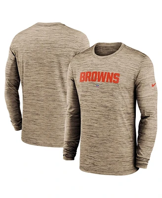 Nike Men's Brown Cleveland Browns Sideline Team Velocity Performance Long Sleeve T-Shirt