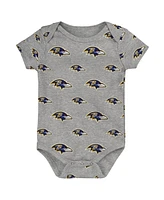 Outerstuff Baby Boys and Girls 3-Pack Baltimore Ravens Team Starter Bodysuit Set