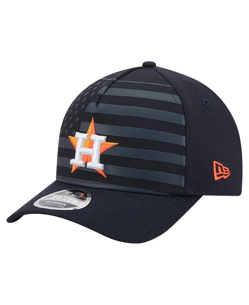 New Era Men's Navy Houston Astros American Flag 9FORTY M-Crown A-Frame Adjustable Hat